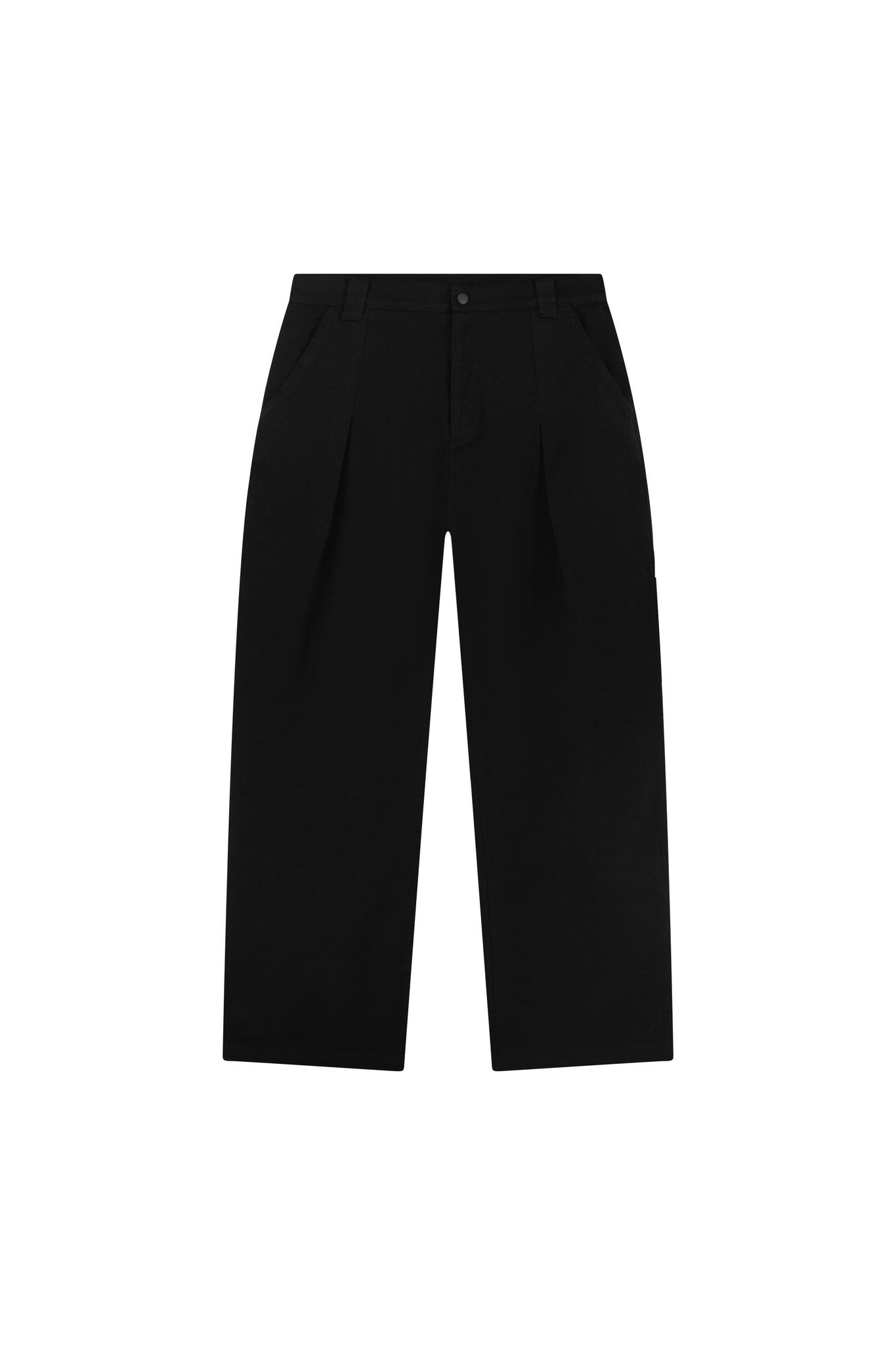 Wide-Leg Pleated Trouser (Black)